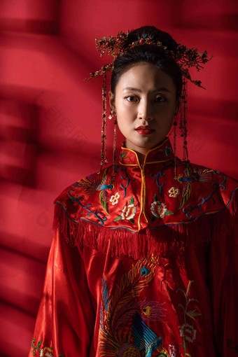 漂亮的中式新娘中国人清晰摄影图
