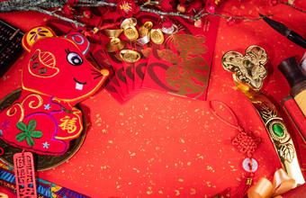 新年静物十二生肖中国气氛照片