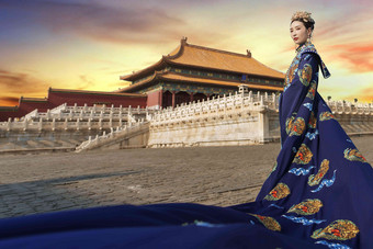 故宫古装美女服饰中国人清晰相片