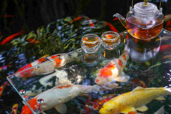 池塘<strong>茶具</strong>饮料透明水池高质量图片