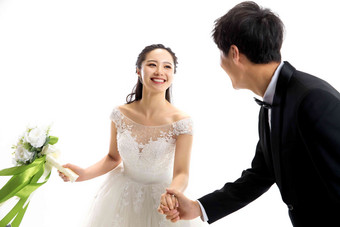 浪漫的新郎新娘两个人东方人高雅高清照片