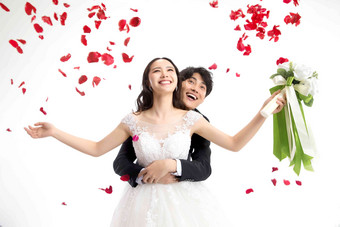浪漫的新郎新娘结婚白昼开端高质量场景