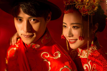 中式婚礼女人摄影青年男人写实相片
