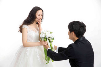 浪漫的新郎新娘婚纱幸福联系高清影相
