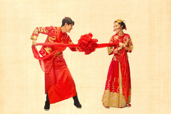 中式婚礼影棚拍摄传统文化丝绸高清场景