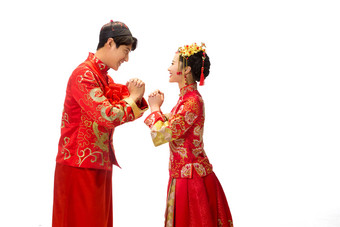 中式婚礼白色背景红花20到24岁氛围场景