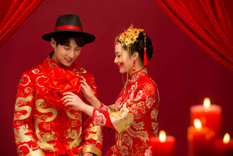 中式婚礼中国户内异性恋高质量场景