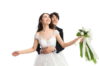 浪漫的新郎新娘结婚摄影享乐高质量素材