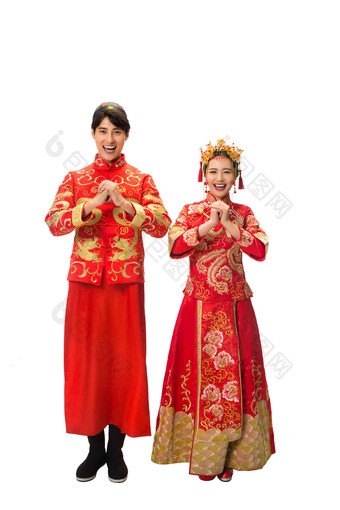 中式婚礼白色背景成年人作揖高质量镜头