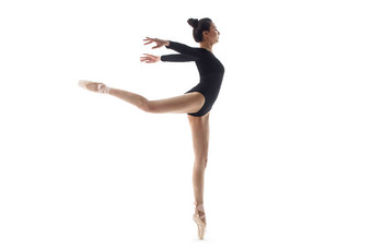 青年芭蕾舞锻炼特写高举手臂