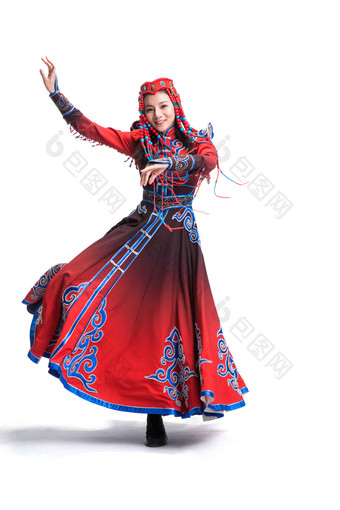 蒙古族女人少数民族白色背景女性