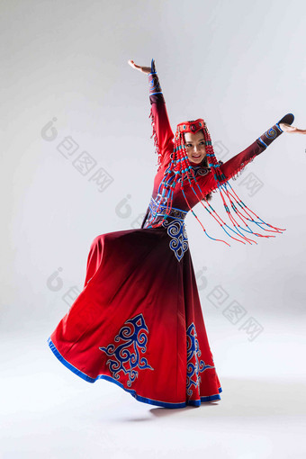 蒙古族女人一个人蒙古人56个民族氛围摄影