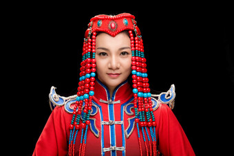 蒙古族女人衣服影棚拍摄高清拍摄