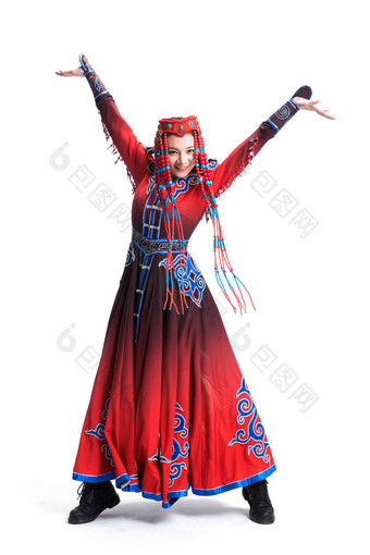 蒙古族女人艺术装饰物愉悦高清照片