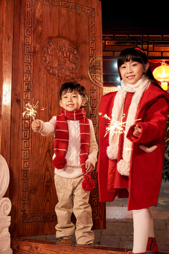 快乐儿童过年传统节日写实图片