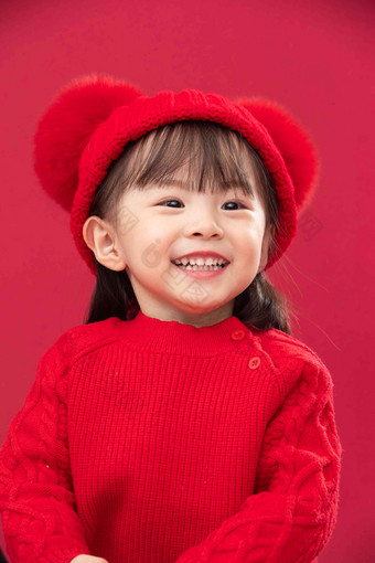 幸福的小女孩半身像特写童年高质量照片