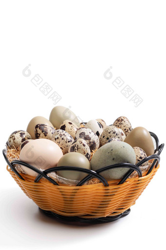 一筐鸡蛋鸭蛋鹌鹑蛋生食相片