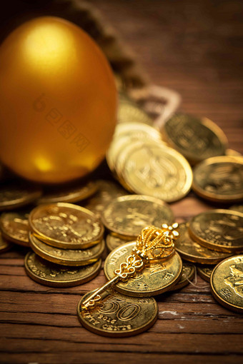 袋子里的金蛋金币金钥匙安全的相片