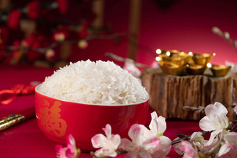 中国传统特色米饭红色摄影