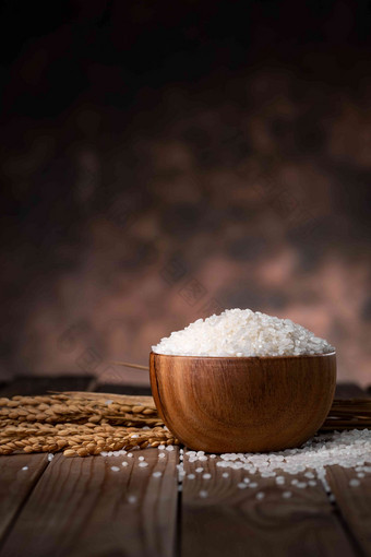 一碗大米和水稻有机食品高质量拍摄