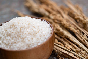一碗大米和水稻水平构图健康生活方式清晰镜头