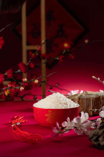 中国传统特色瓷碗盛大米碗相片