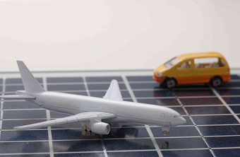 汽车飞机模型太阳能板模仿氛围镜头
