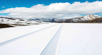 被雪覆盖的公路自由氛围场景