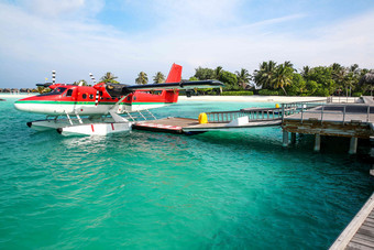 马尔代夫海景房屋旅行氛围图片