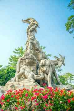 广东省广州越秀公园五羊雕塑旅行高清素材