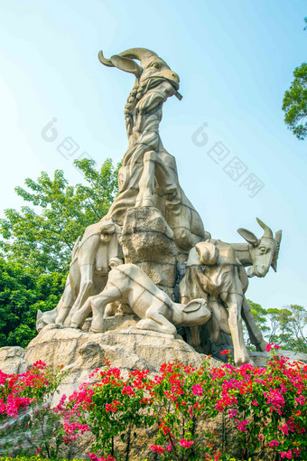 广东省广州越秀公园五羊雕塑山羊清晰摄影图