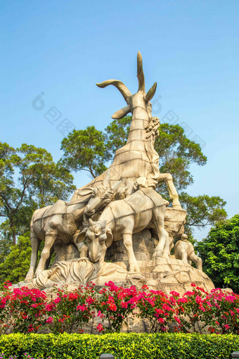 广东省广州越秀公园五羊雕塑无人高端场景