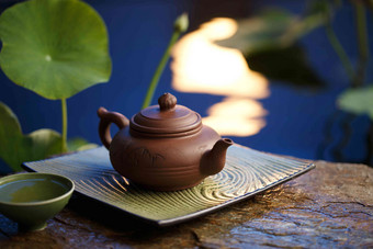 茶具茶壶池塘高质量摄影