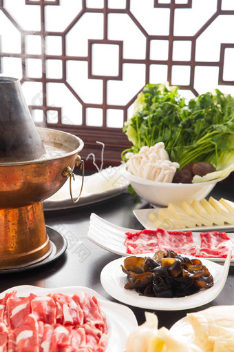 火锅团圆饭材料中国文化氛围相片
