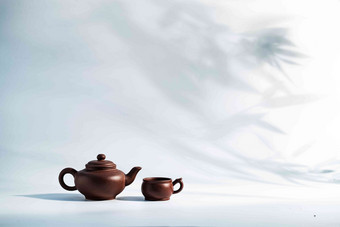 竹子背景下的茶壶摄影高质量拍摄