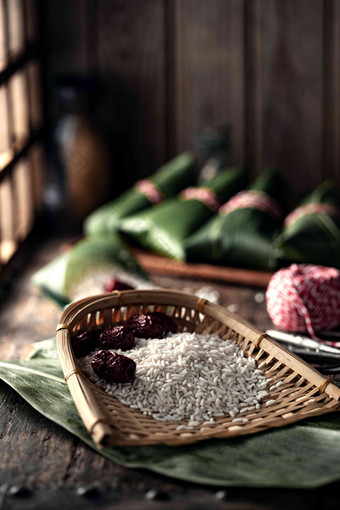 糯米红枣和粽子食物高质量摄影