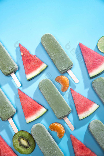 水果切片和冰棍夏天高清照片