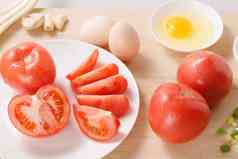 炒西红柿鸡蛋的食材传统文化镜头