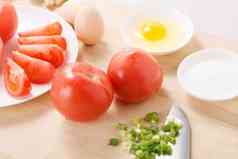 炒西红柿鸡蛋的食材纯净高清摄影