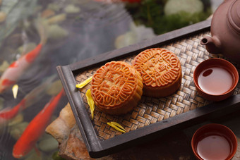 静物茶具甜点鱼传统节日素材