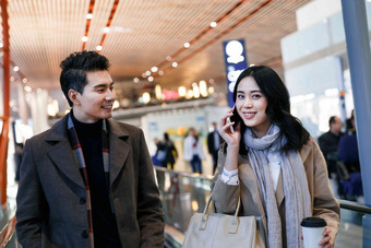 商务男女在机场中国人高端拍摄
