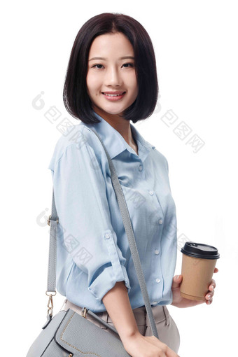 女白领杯子信心背景分离