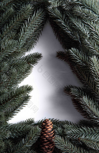 松针组成的圣诞树素材高端摄影