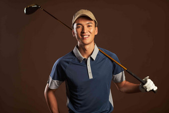 高尔夫动员高尔夫球杆摄影正面视角高质量素材