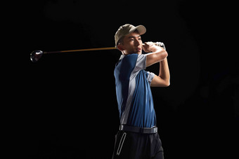 高尔夫动员高尔夫球杆轻松清晰摄影