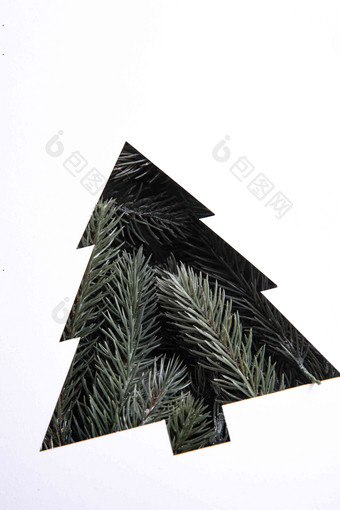 松针圣诞树纸清晰摄影图