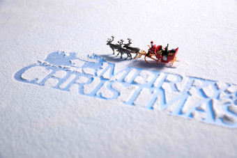 圣诞节<strong>英文</strong>和坐雪橇的圣诞老人