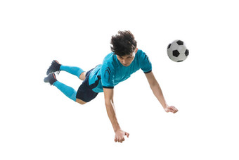 踢球足球运动员运动服20到24岁概念