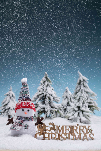 雪中的圣诞雪人无人高质量镜头