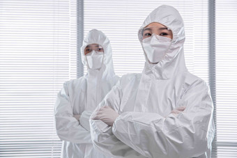 穿防护服的医疗团队病毒高质量图片